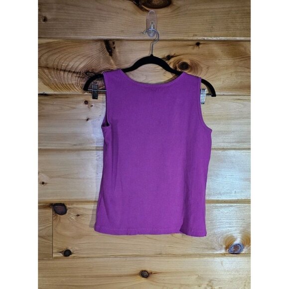 LAUREN RALPH LAUREN Womens Size Medium Pink COTTON RIBBED KNIT -TANK TOP - Picture 3 of 9